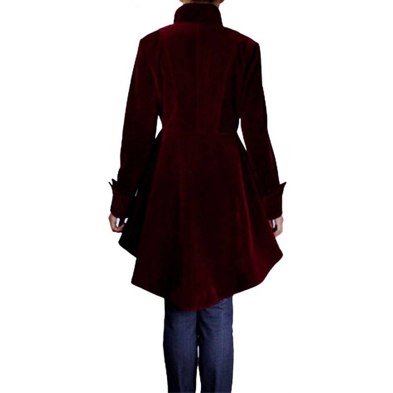 Women Gothic Coat Victorian Style Burgundy Gothic Ruffle Coat